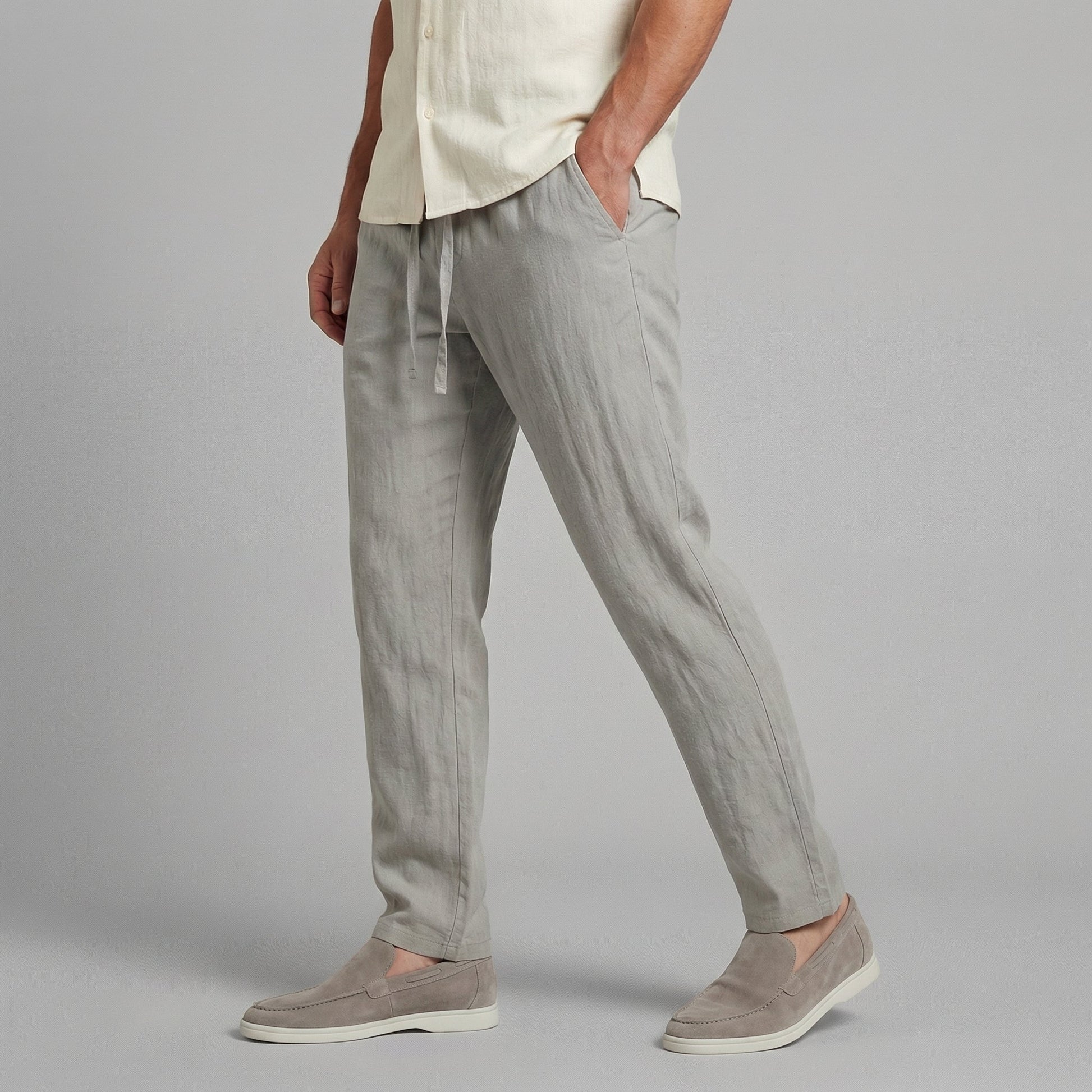 Linnen Wide Leg Pantalon voor Heren