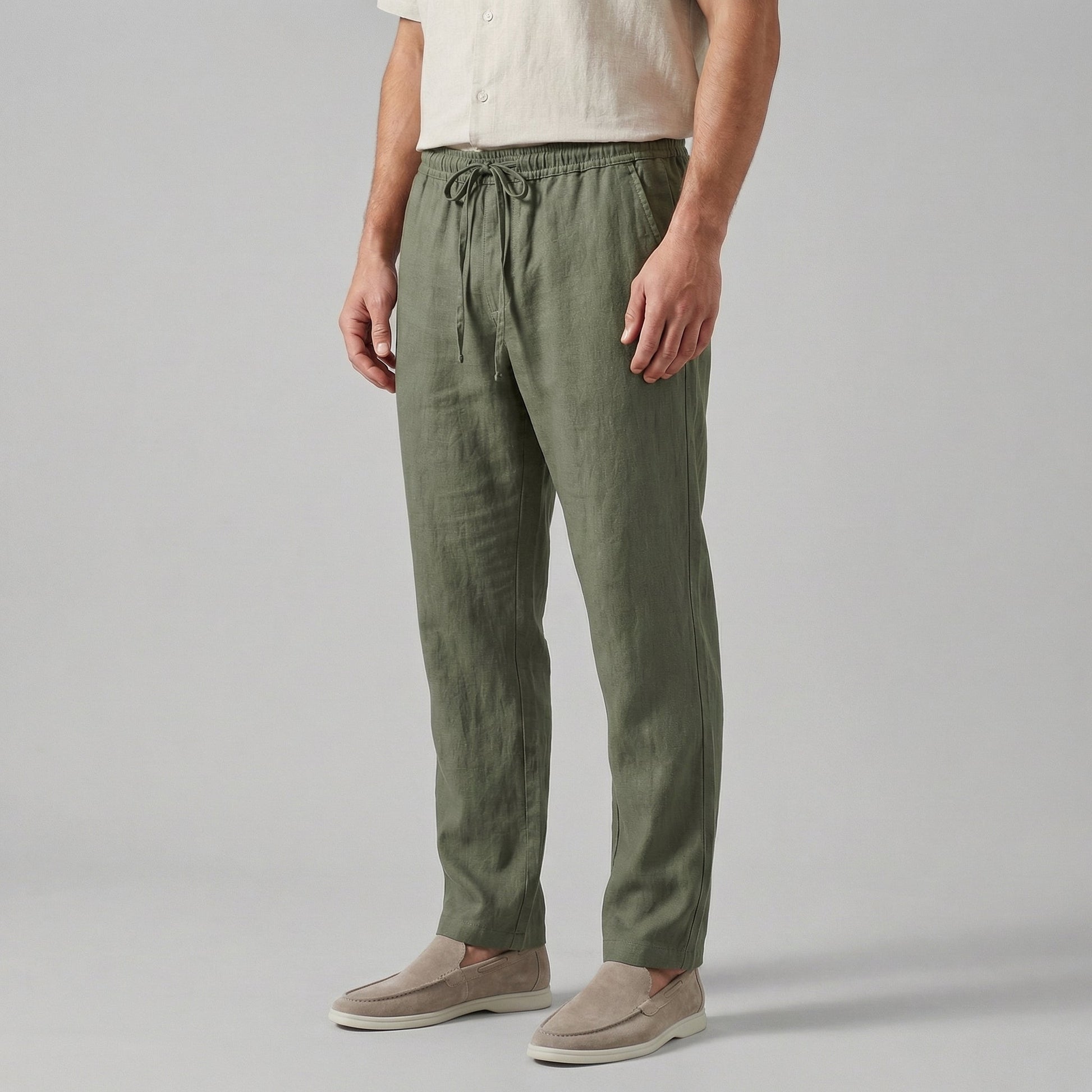 Linnen Wide Leg Pantalon voor Heren