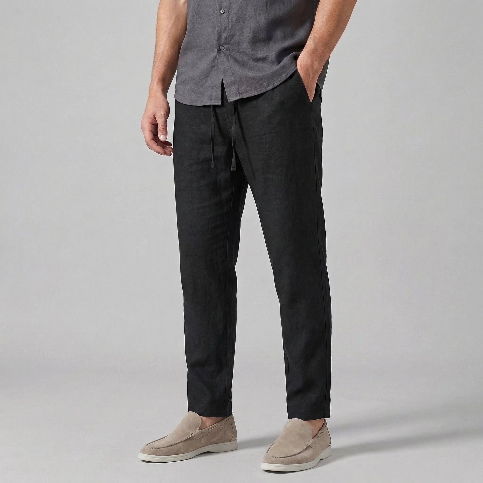 Linnen Wide Leg Pantalon voor Heren