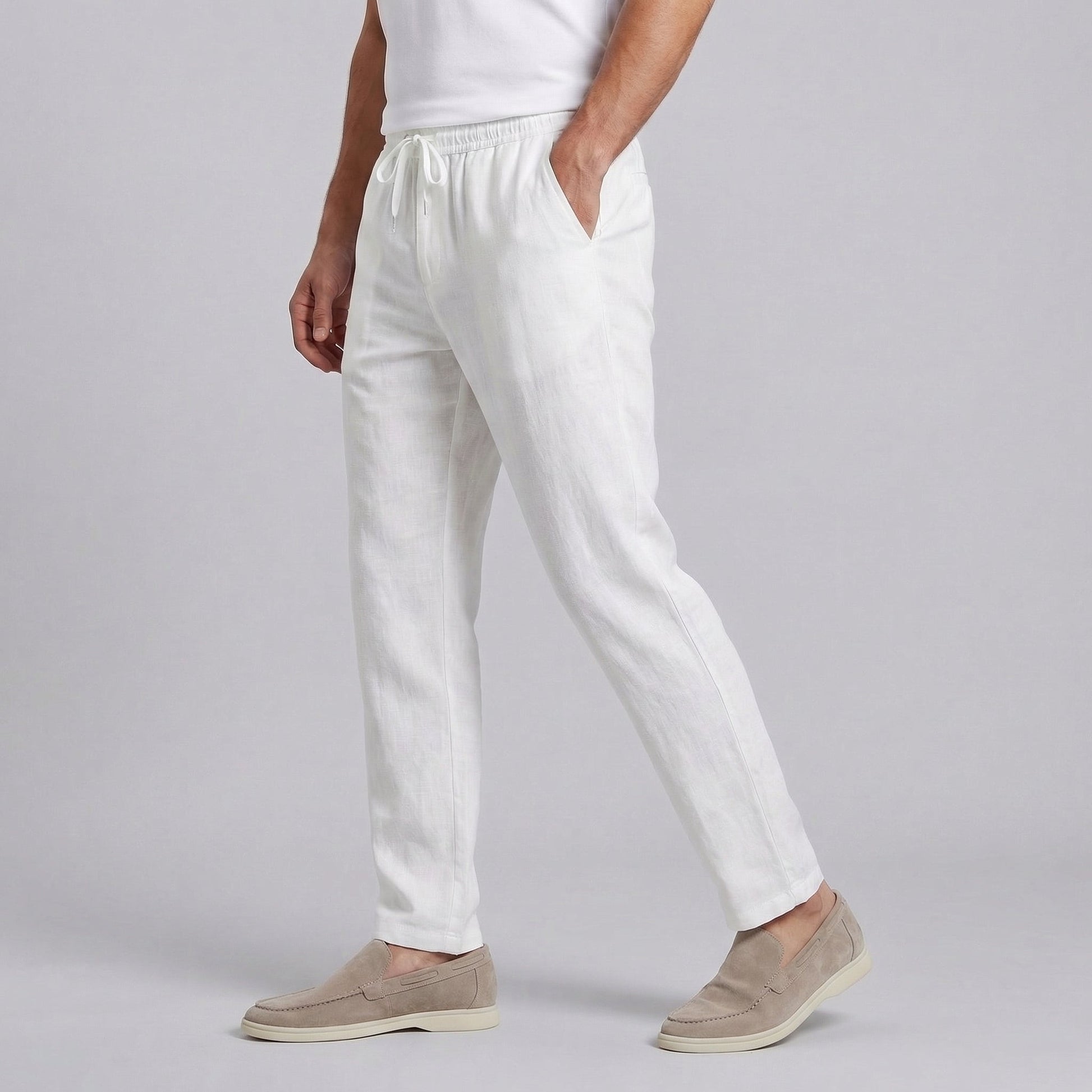 Linnen Wide Leg Pantalon voor Heren