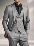 Slim Fit Double-Breasted Driedelig Pak Set voor Heren