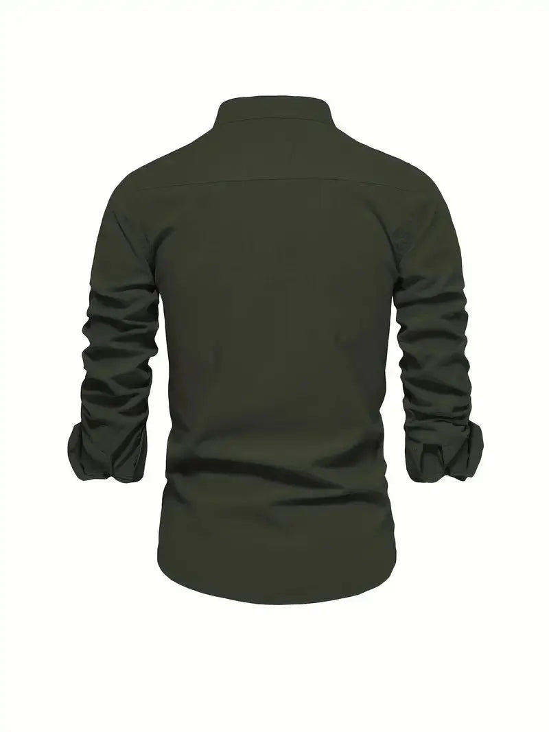 Linnen Slim Fit Overhemd met Lange Mouwen voor Heren