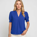 Aida | V-Hals Blouse met Korte Mouwen voor Dames