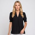 Aida | V-Hals Blouse met Korte Mouwen voor Dames
