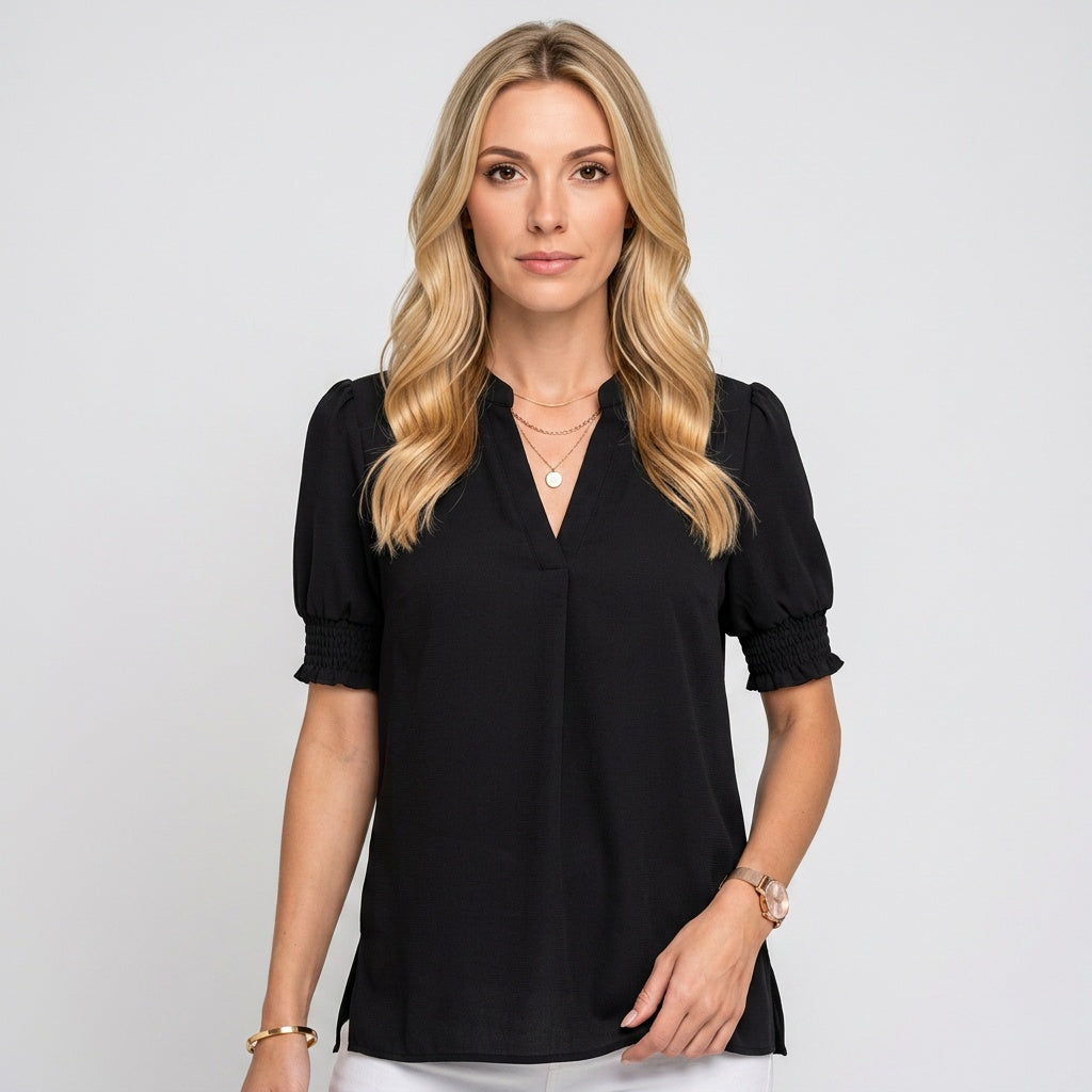 Aida | V-Hals Blouse met Korte Mouwen voor Dames