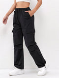 Cargo Parachute Broek met Wijde Pijp voor Dames - Zwart