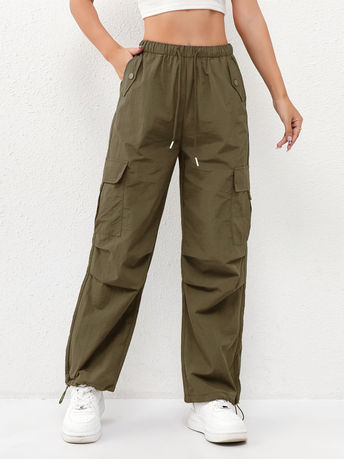 Cargo Parachute Broek met Wijde Pijp voor Dames - Groen