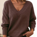 Cashmere Coltrui met Lange Mouwen voor Dames - Auburn