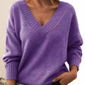 Cashmere Coltrui met Lange Mouwen voor Dames - Purple