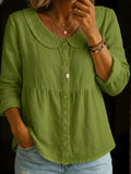 Linnen Button-Down Blouse met Reverskraag voor Dames