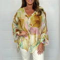 Chiffon Blouse met Bloemenprint voor Dames - Bruin/Inkt