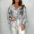 Chiffon Blouse met Bloemenprint voor Dames - Grijs