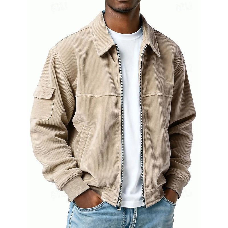 Corduroy Blousonjack met Ritssluiting voor Heren - Khaki