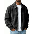 Corduroy Blousonjack met Ritssluiting voor Heren - Zwart