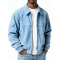 Corduroy Blousonjack met Ritssluiting voor Heren - Lichtblauw