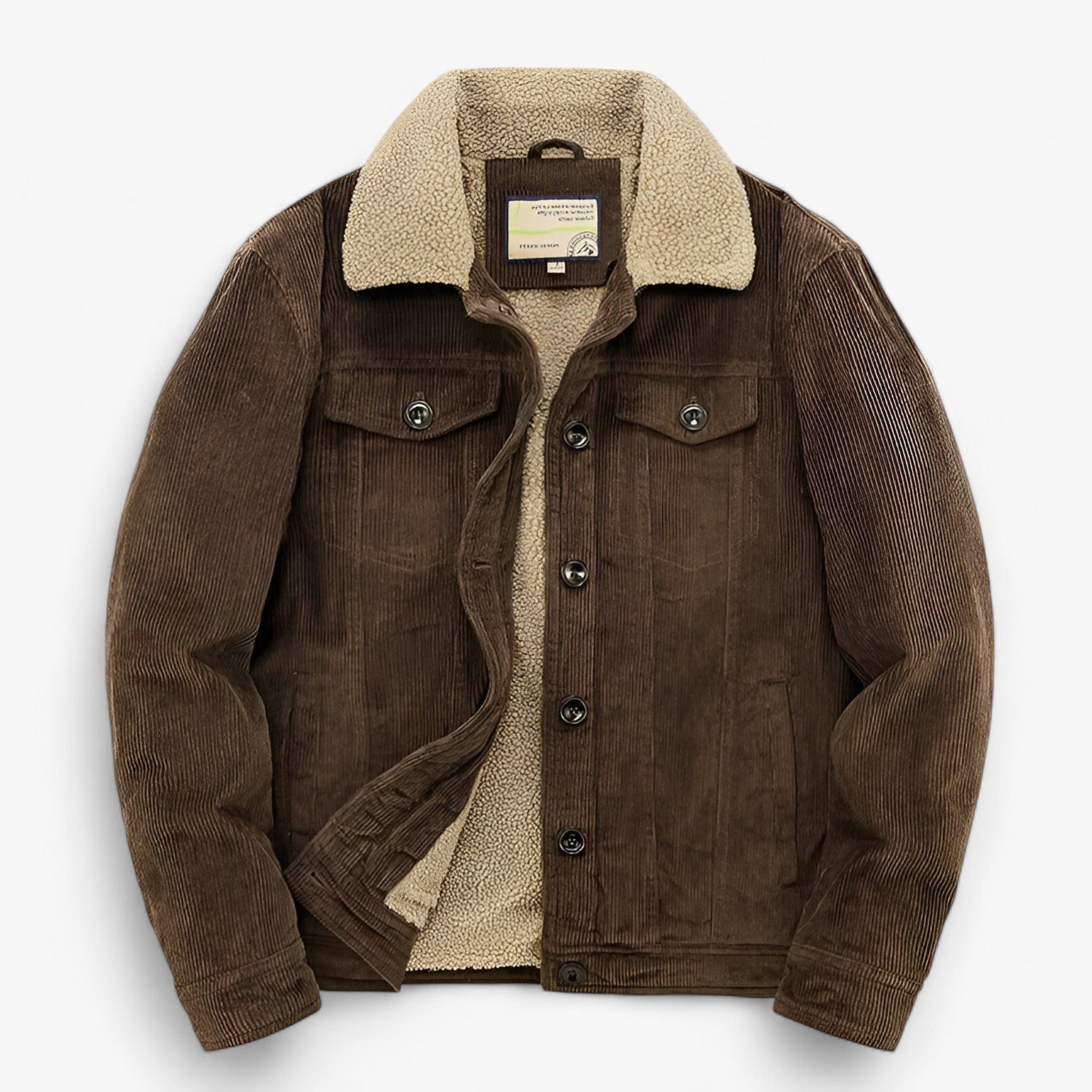 Corduroys Bomberjack met Fleece Kraag voor Heren - Brun