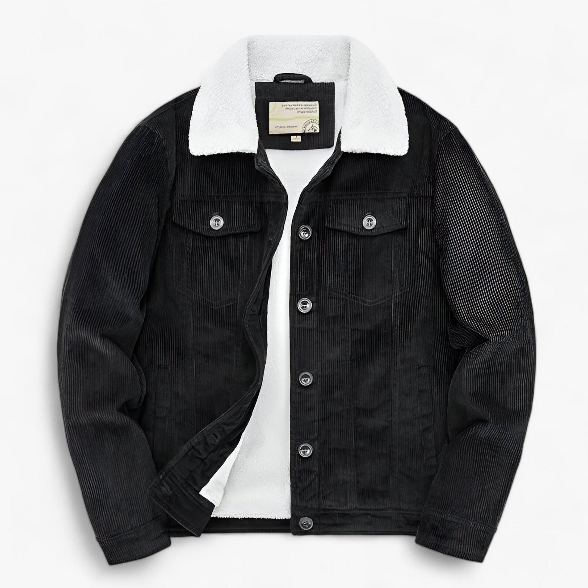 Corduroys Bomberjack met Fleece Kraag voor Heren - Sort