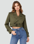 Cropped Doppelrijige Trenchcoat met Riem voor Dames - View 7