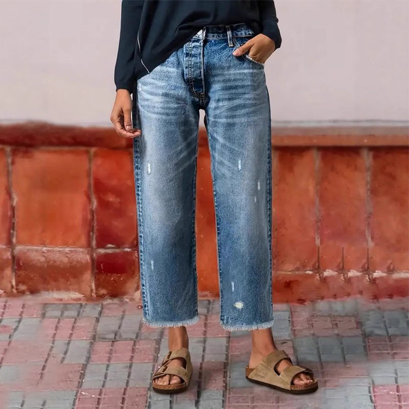 Cropped Straight Leg Jeans voor Dames