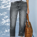 Cropped Straight Leg Jeans voor Dames - Grijs