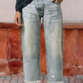 Cropped Straight Leg Jeans voor Dames - Vintage Blauw