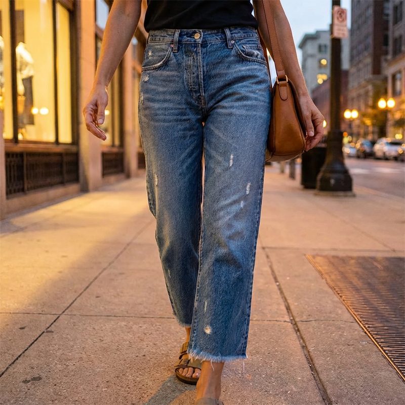 Cropped Straight Leg Jeans voor Dames