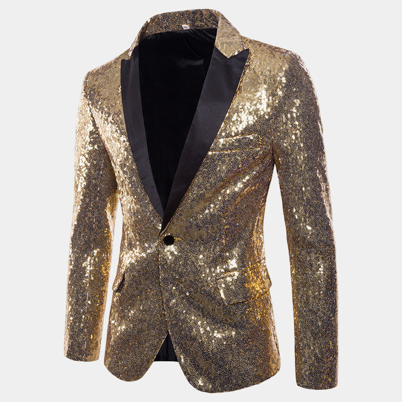 Glitter Colbert met Zwarte Sjaalkraag voor Heren