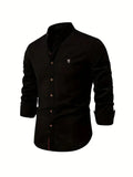 Linnen Slim Fit Overhemd met Lange Mouwen voor Heren