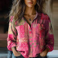 Linnen Button-Down Blouse met Print voor Dames