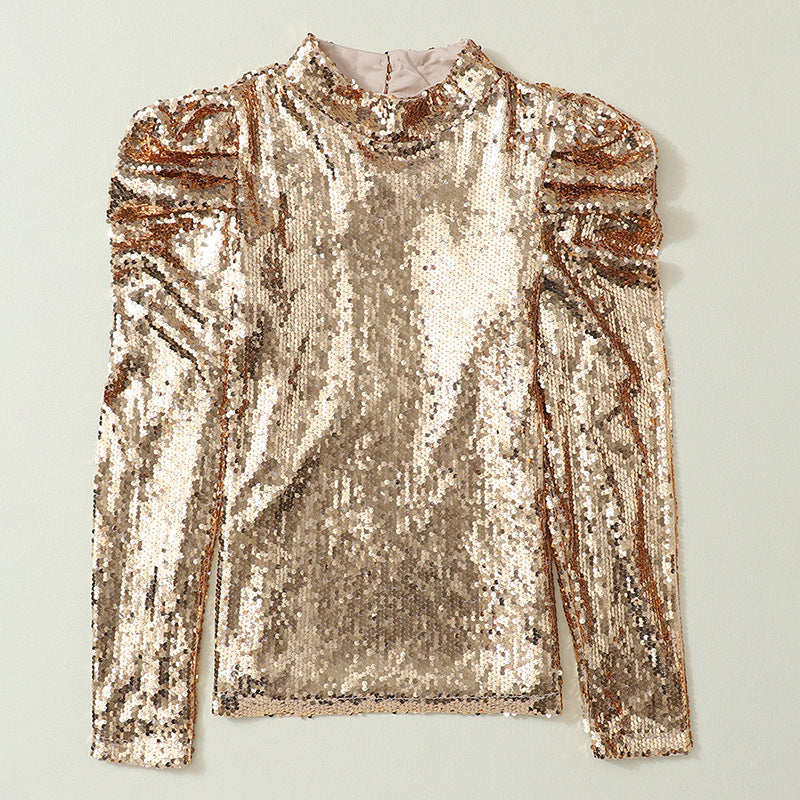 Pailletten Top met Pofmouwen voor Dames