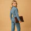 Denim Broekpak met Rechte Pijp en Lange Mouwen voor Dames - View 3