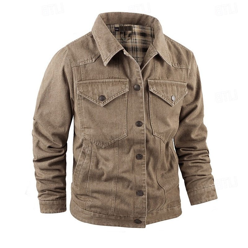 Denim Tussenjas met Geruit Voering voor Heren - View 2
