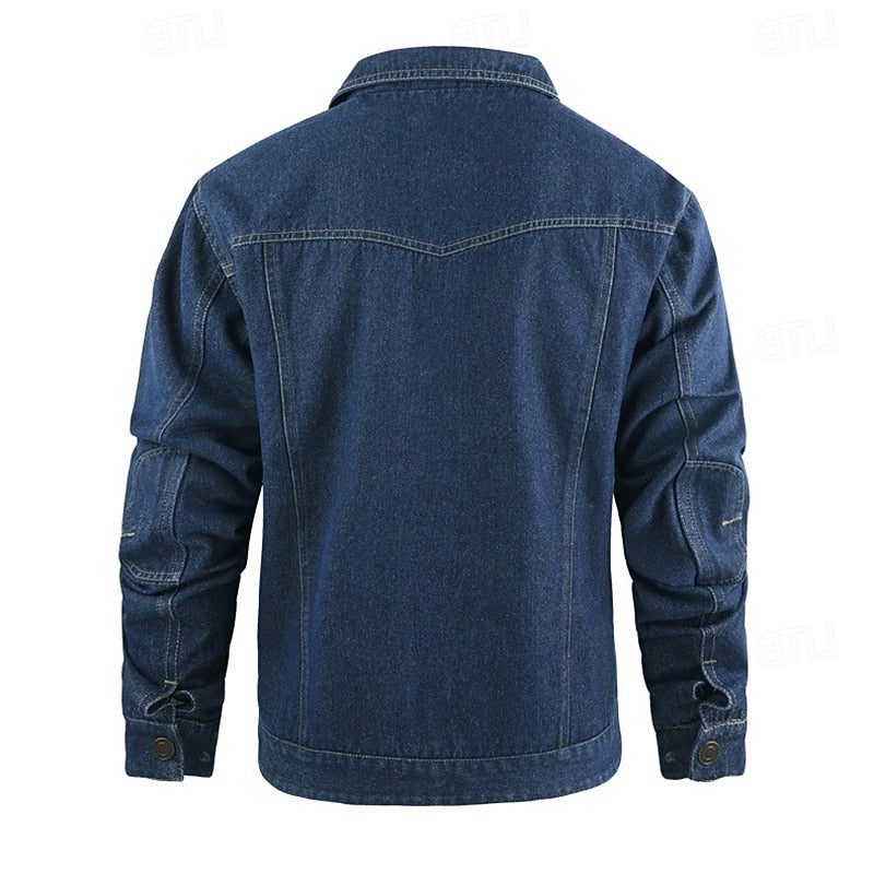 Denim Tussenjas met Geruit Voering voor Heren - View 8