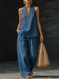 Denims Broekpak met Halternek voor Dames - Blauw