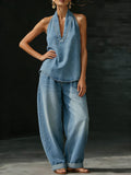 Denims Broekpak met Halternek voor Dames - View 7