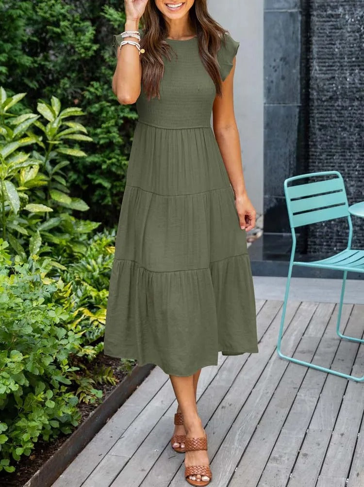 Mouwloze Maxi Jurk met Ruffles en Zakken voor Dames