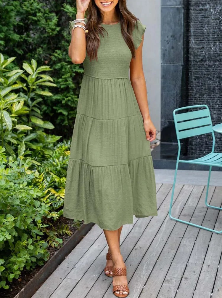 Mouwloze Maxi Jurk met Ruffles en Zakken voor Dames