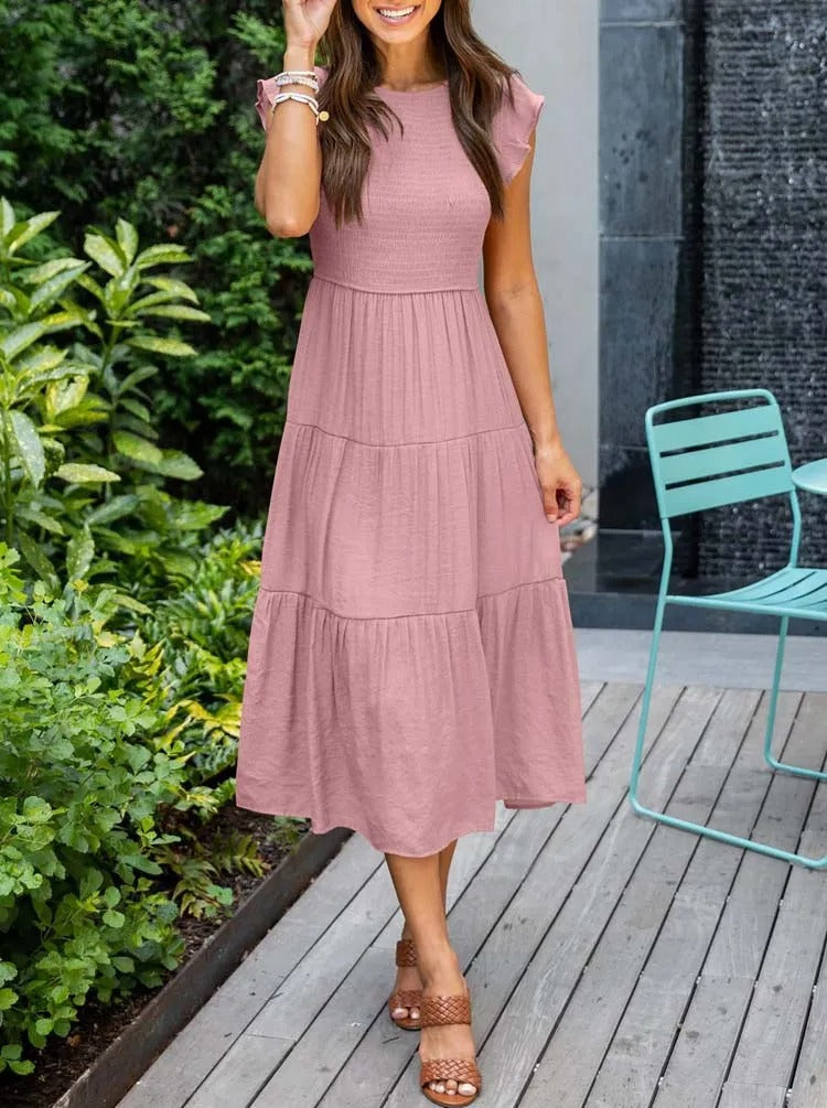 Mouwloze Maxi Jurk met Ruffles en Zakken voor Dames