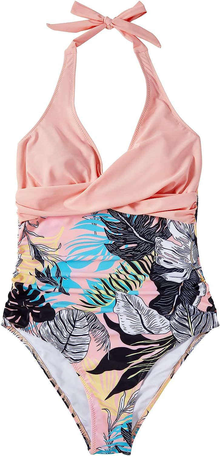 Sonja | Halternek Zwempak met Geplooid Detail voor Dames