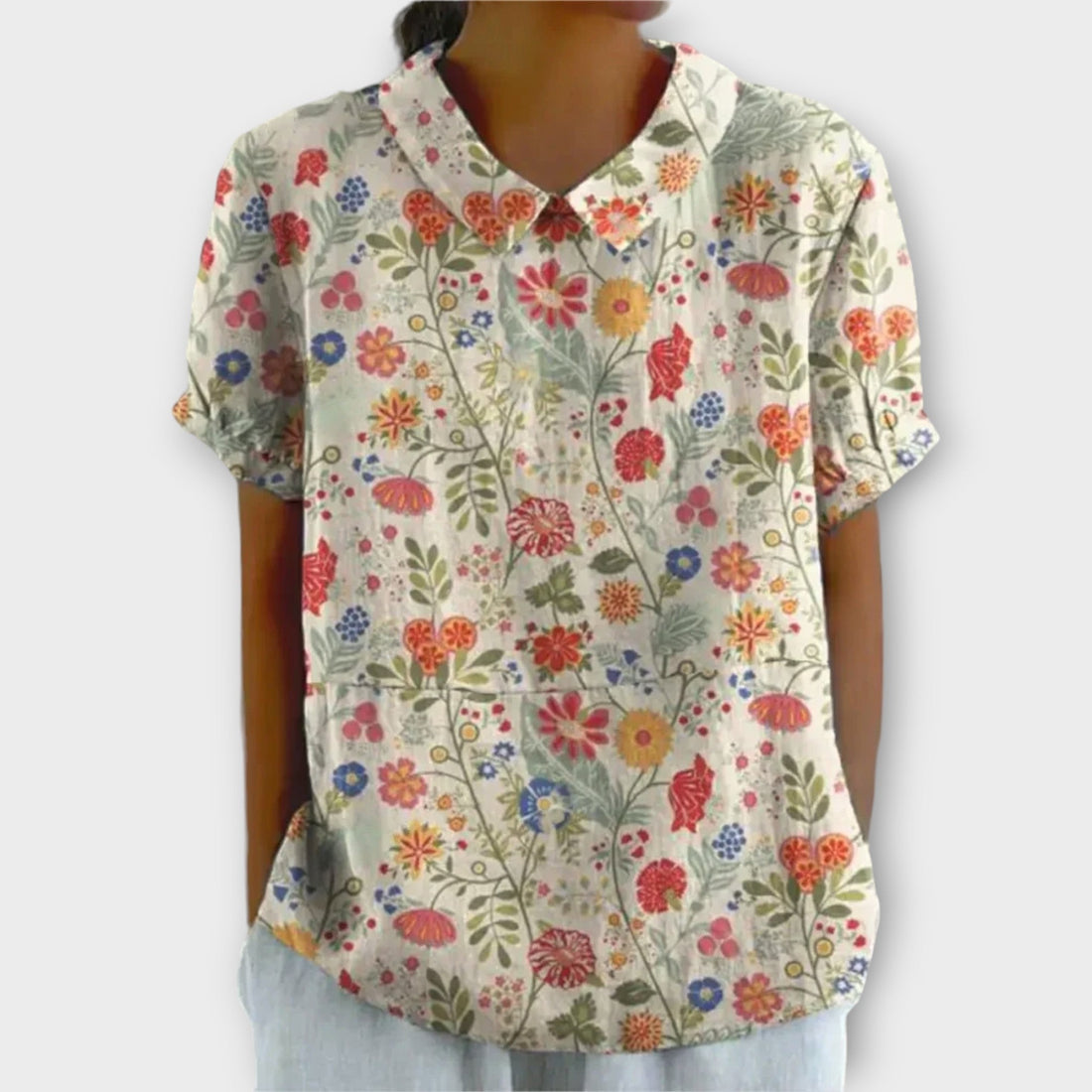 Reverskraag Bloemen Linnen Blouse voor Dames