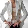 Double-Breasted Blazer met Pieklapels voor Dames - White