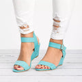 Blokhak Open Teen Sandalen met Verstelbare Gespen voor Dames