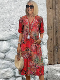 Aaliyah | V-Hals Midi Jurk met Bloemprint voor Dames