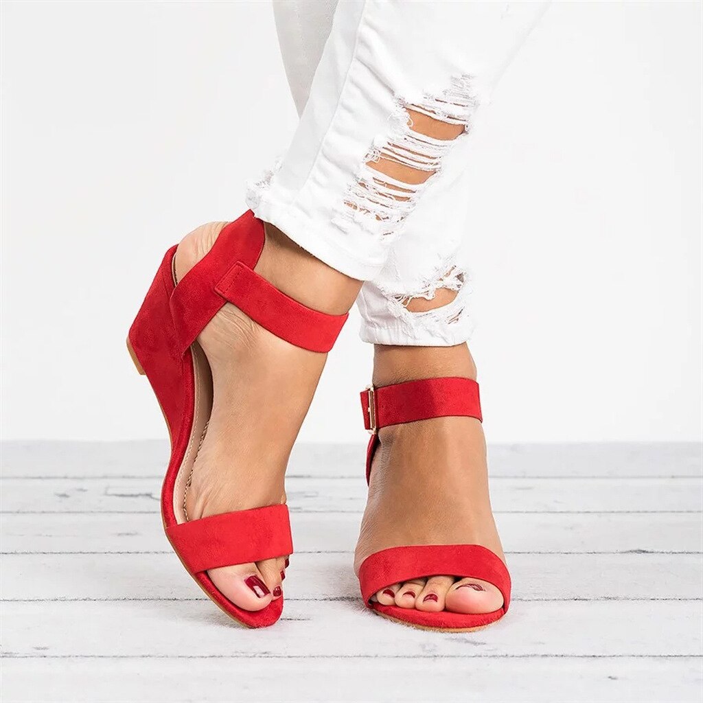 Blokhak Open Teen Sandalen met Verstelbare Gespen voor Dames