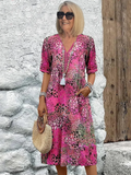 Aaliyah | V-Hals Midi Jurk met Bloemprint voor Dames