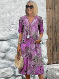 Aaliyah | V-Hals Midi Jurk met Bloemprint voor Dames