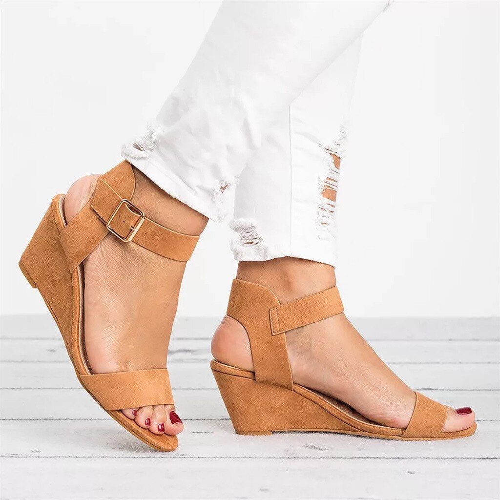 Blokhak Open Teen Sandalen met Verstelbare Gespen voor Dames