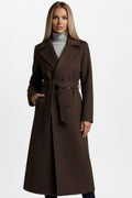 Dubbel Geregen Trenchcoat met Riemlus voor Dames - Chocolade