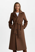 Dubbel Geregen Trenchcoat met Riemlus voor Dames - Bruin
