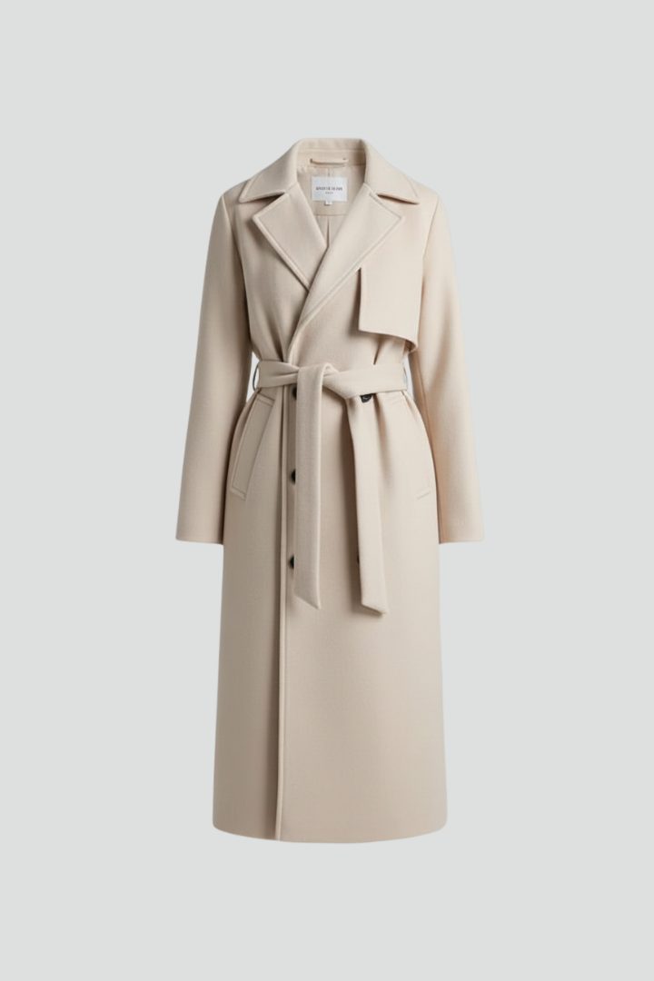 Dubbel Geregen Trenchcoat met Riemlus voor Dames - View 2